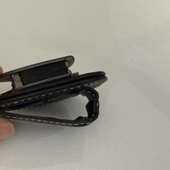 AMG Mercedes Sunglass Holder for Car with Logo Black PU Leather NWT - Picture 5 of 10